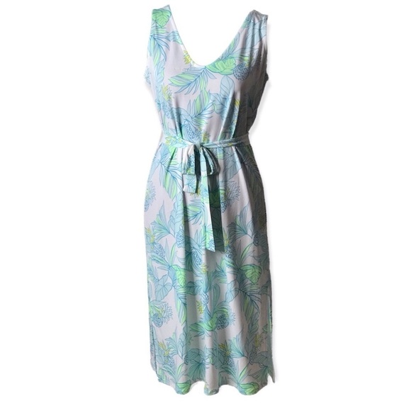 Stella Parker Sleeveless Belted Pineapple Tropical Dress - Picture 1 of 12